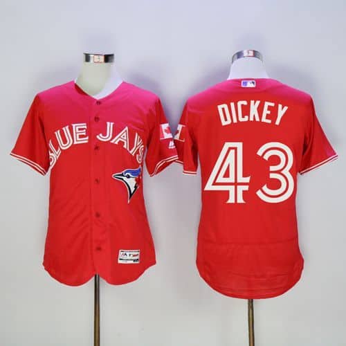 Blue Jays #43 R.A. Dickey Red Flexbase Authentic Collection Canada Day Stitched Jersey