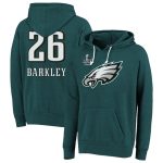 Philadelphia Eagles #26 Saquon Barkley Midnight Green Super Bowl LIX Champions Name Number Tri-Blend Pullover Hoodie