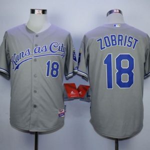 Royals #18 Ben Zobrist Grey Cool Base Stitched Jersey