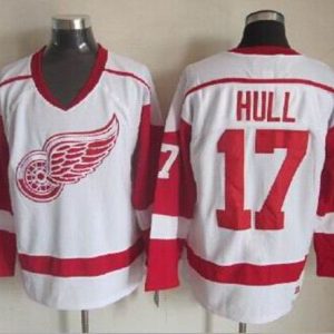 Red Wings #17 Brett Hull White CCM Throwback Stitched Jersey