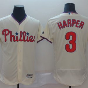 Philadelphia Phillies #3 Bryce Harper Majestic White Flex Base Stitched Jersey