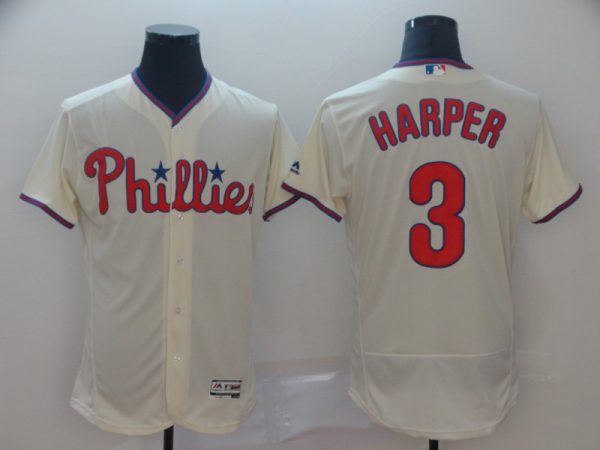 Philadelphia Phillies #3 Bryce Harper Majestic White Flex Base Stitched Jersey