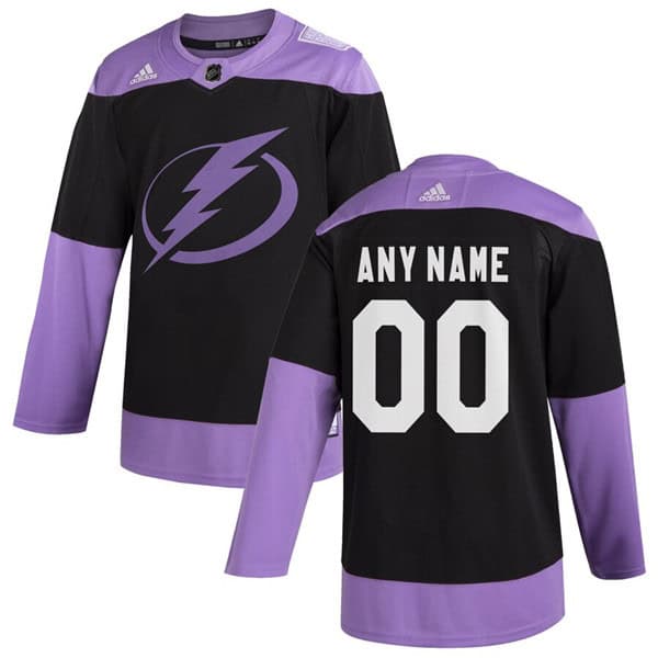 Tampa Bay Lightning Adidas Black Hockey Fights Cancer Custom Practice NHL Stitched Jersey