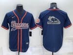 Denver Broncos Navy Team Big Logo With Patch Cool Base Stitched Baseball Jersey