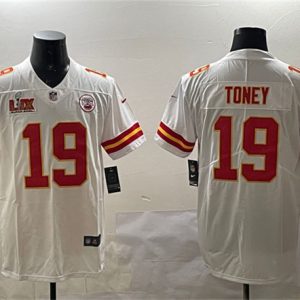 Kansas City Chiefs #19 Kadarius Toney White 2025 Super Bowl LIX Patch Vapor Untouchable Limited Stitched Jersey