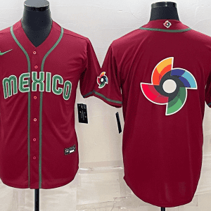 Mexico 2023 Red World Big Logo With Patch Classic Stitched Jersey