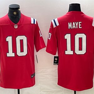 New England Patriots #10 Drake Maye Red 2024 Draft Vapor Limited Stitched Jersey