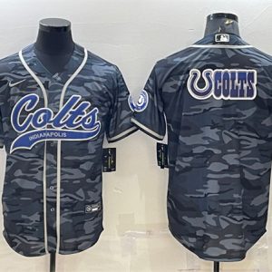 Indianapolis Colts Gray Camo Team Big Logo With Patch Cool Base Stitched Baseball Jersey