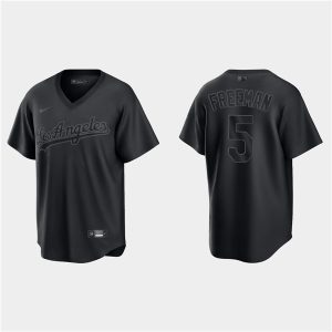 Los Angeles Dodgers #5 Freddie Freeman Black Pitch Black Fashion Replica Stitched Jersey