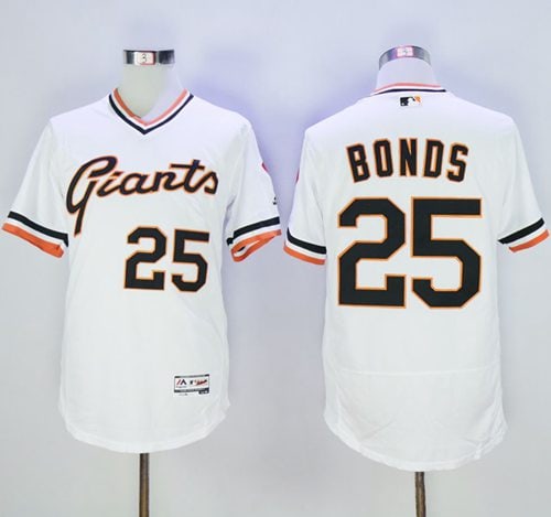 Giants #25 Barry Bonds White Flexbase Authentic Collection Cooperstown Stitched Jersey