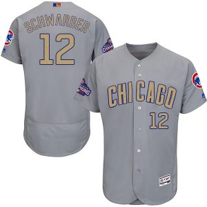 Chicago Cubs #12 Kyle Schwarber World Series Champions Gold Program Flexbase Stitched Jersey