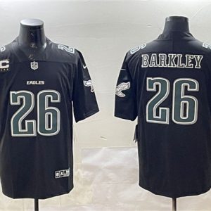 Philadelphia Eagles #26 Saquon Barkley Black Fashion With 3-Star C Patch Vapor Untouchable Limited Stitched Jersey