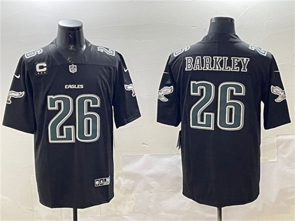 Philadelphia Eagles #26 Saquon Barkley Black Fashion With 3-Star C Patch Vapor Untouchable Limited Stitched Jersey