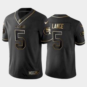 San Francisco 49ers #5 Trey Lance Black Golden Edition Stitched Jersey