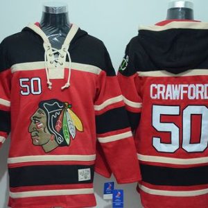 Blackhawks #50 Corey Crawford Red Sawyer Hooded Sweatshirt Stitched Jersey