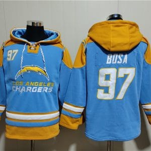Los Angeles Chargers #97 Joey Bosa Blue Ageless Must-Have Lace-Up Pullover Hoodie