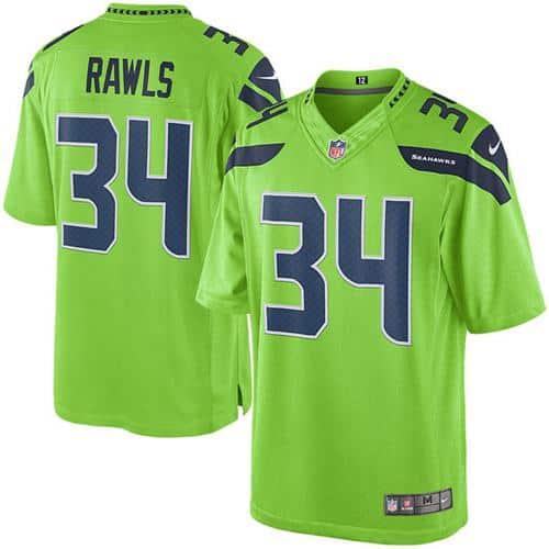 Seahawks #34 Thomas Rawls Green Stitched Limited Rush Nike Jersey