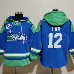 Seattle Seahawks #12 Fan Royal Ageless Must-Have Lace-Up Pullover Hoodie