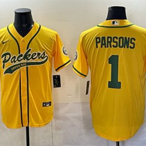 Green Bay Packers #1 Micah Parsons Gold Cool Base Stitched Jersey