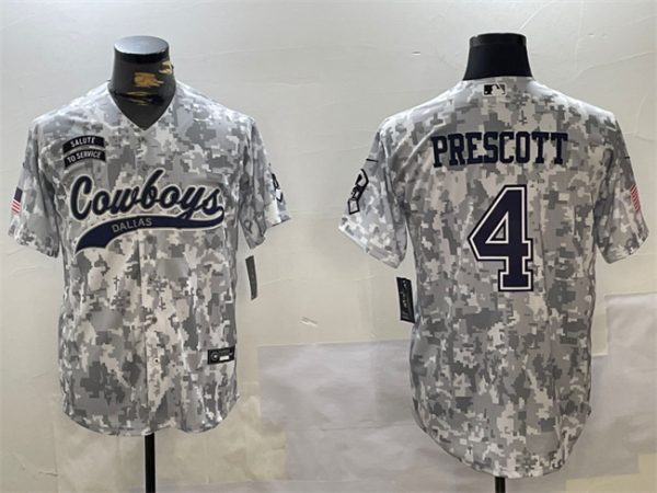 Dallas Cowboys #4 Dak Prescott 2024 Arctic Camo Salute To Service Stitched Jersey