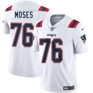 New England Patriots #76 Morgan Moses White 2025 Vapor Limited Stitched Jersey