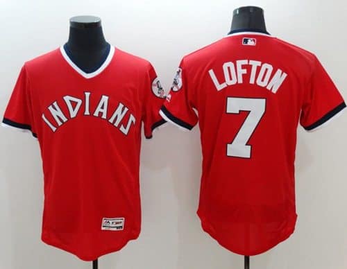 Indians #7 Kenny Lofton Red Flexbase Authentic Collection 1978 Turn Back The Clock Stitched Jersey