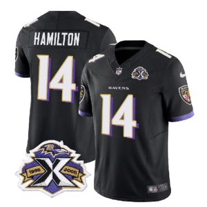 Baltimore Ravens #14 Kyle Hamilton Black 2023 F.U.S.E With Patch Throwback Vapor Limited Stitched Jersey