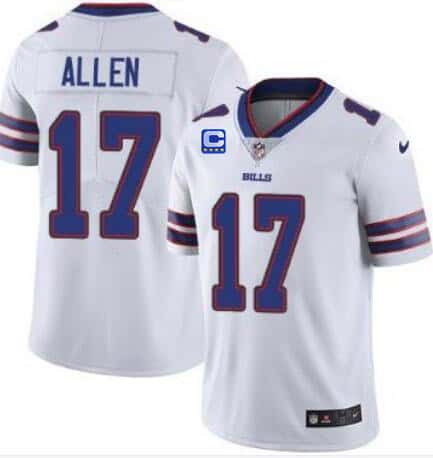 Buffalo Bills 2022 #17 Josh Allen White With 4-Star C Patch Vapor Untouchable Limited Stitched Jersey