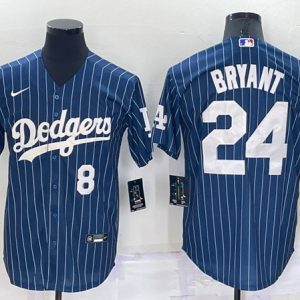 Los Angeles Dodgers Front #8 Back #24 Kobe Bryant Navy Cool Base Stitched Jersey