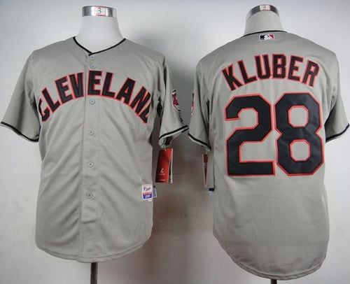 Indians #28 Corey Kluber Grey Cool Base Stitched Jersey
