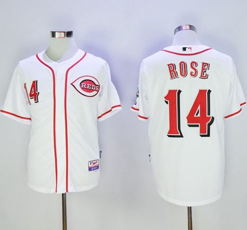 Reds #14 Pete Rose White Cool Base Stitched Jersey