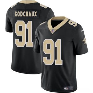 New Orleans Saints #91 Davon Godchaux Black 2025 Vapor Limited Stitched Jersey