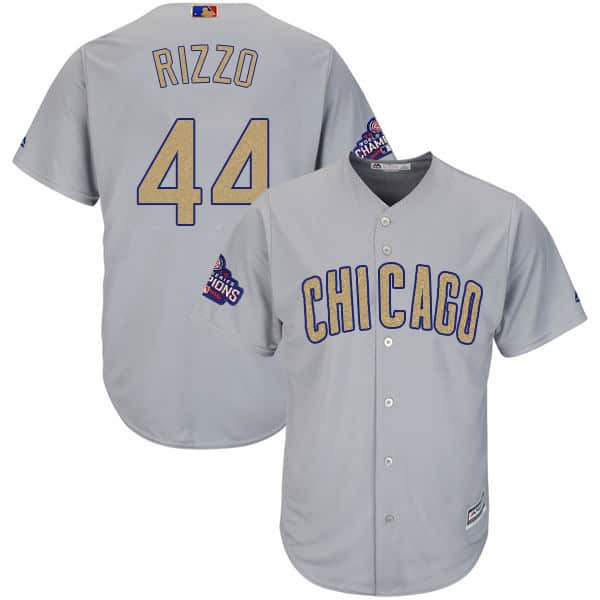Chicago Cubs #44 Anthony Rizzo World Series Champions Gold Program Cool Base Stitched Jersey