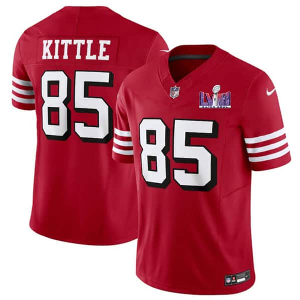 San Francisco 49ers #85 George Kittle New Red 2024 F.U.S.E. Super Bowl LVIII Patch Vapor Untouchable Limited Stitched Jersey