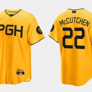 Pittsburgh Pirates #22 Andrew McCutchen Gold 2023 City Connect Stitched Jersey