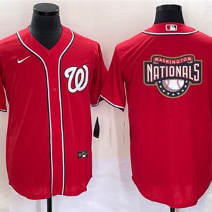 Washington Nationals Red Big Logo In Back Stitched Jersey