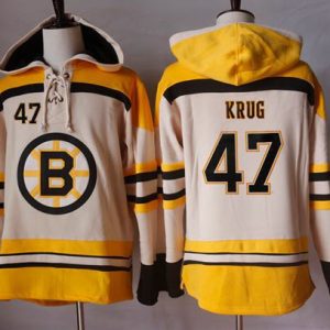 Bruins #47 Torey Krug Cream Sawyer Hooded Sweatshirt Stitched Jersey