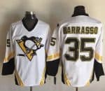 Penguins #35 Tom Barrasso White CCM Throwback Stitched Jersey