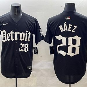 Detroit Tigers #28 Javier B¨¢ez Black 'Motor Gothic Edition' Vapor Premier Limited Stitched Jersey