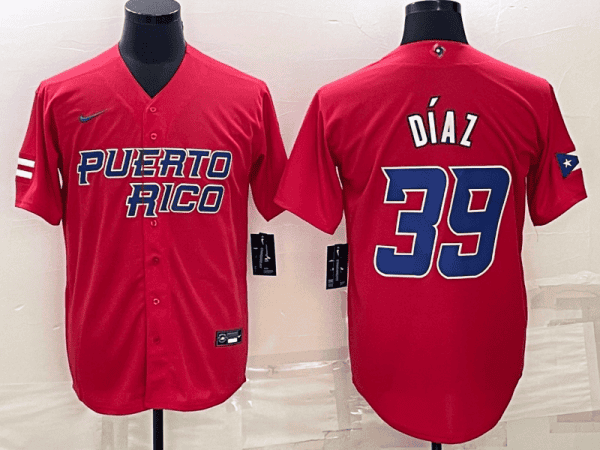 Puerto Rico #39 Edwin D¨ªaz 2023 Red World Classic Stitched Jersey