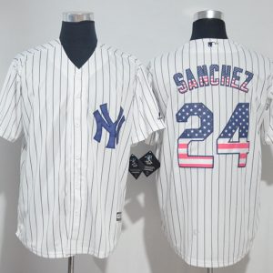 New York Yankees #24 Gary Sanchez White US Flag New Cool Base Stitched Jersey