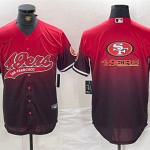 San Francisco 49ers Team Big Logo Red Black With Patch Cool Base Stitched Jersey