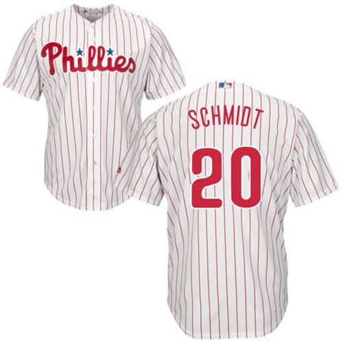 Phillies #20 Mike Schmidt White(Red Strip) New Cool Base Stitched Jersey