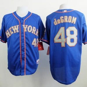Mets #48 Jacob DeGrom Blue(Grey NO.) Alternate Road Cool Base Stitched Jersey