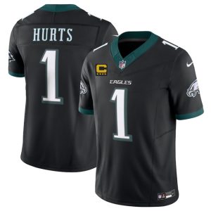 Philadelphia Eagles #1 Jalen Jurts Black 2025 F.U.S.E. With 4-Star C Patch Vapor Untouchable Limited Throwback Stitched Jersey