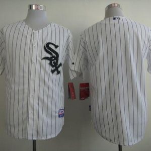 White Sox Blank White Black Strip Stitched Jersey