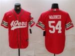 San Francisco 49ers #54 Fred Warner Red With Patch Cool Base Stitched Jersey