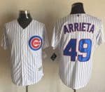 Cubs #49 Jake Arrieta White Strip New Cool Base Stitched Jersey