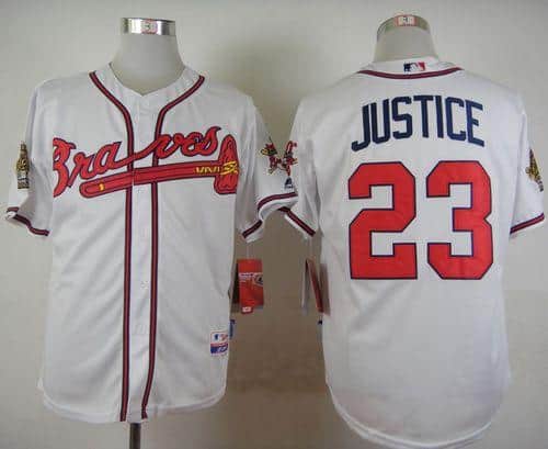 Braves #23 David Justice White Cool Base Stitched Jersey