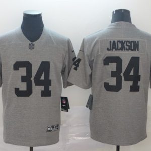 Raiders #34 Bo Jackson Grey Limited Stitched Jersey